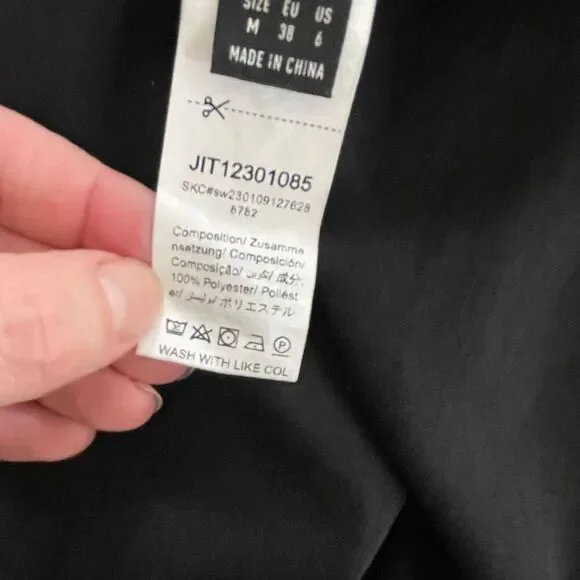 SHEIN Black Shoulder Tie Midi Dress Smocked Back M 6 - Picture 8 of 8